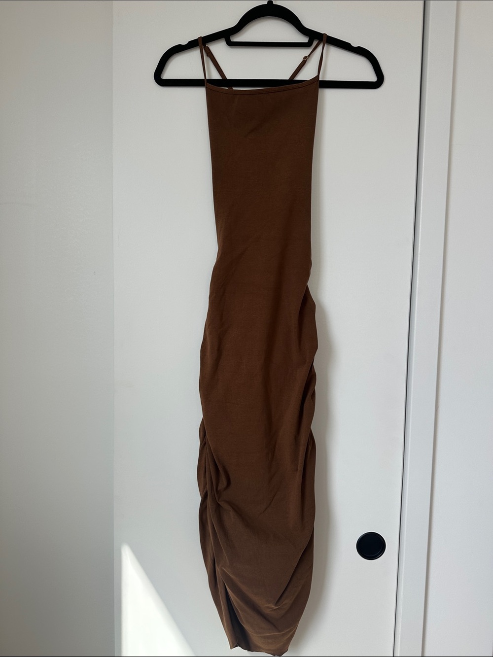 WeWoreWhat Chocolate Brown Ruched Maxi Dress